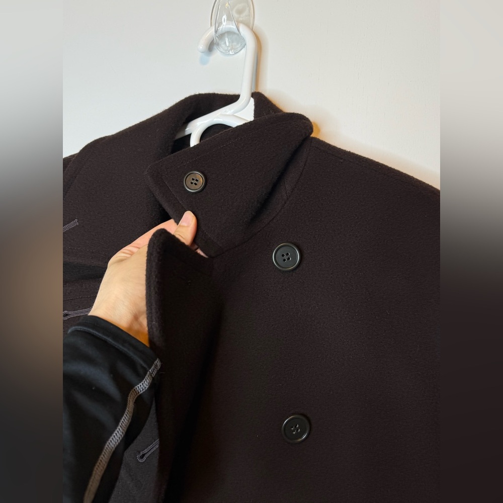 Calvin Klein Women's 100% Wool Double-Breasted Peacoat -Chocolate Brown - Picture 5 of 14